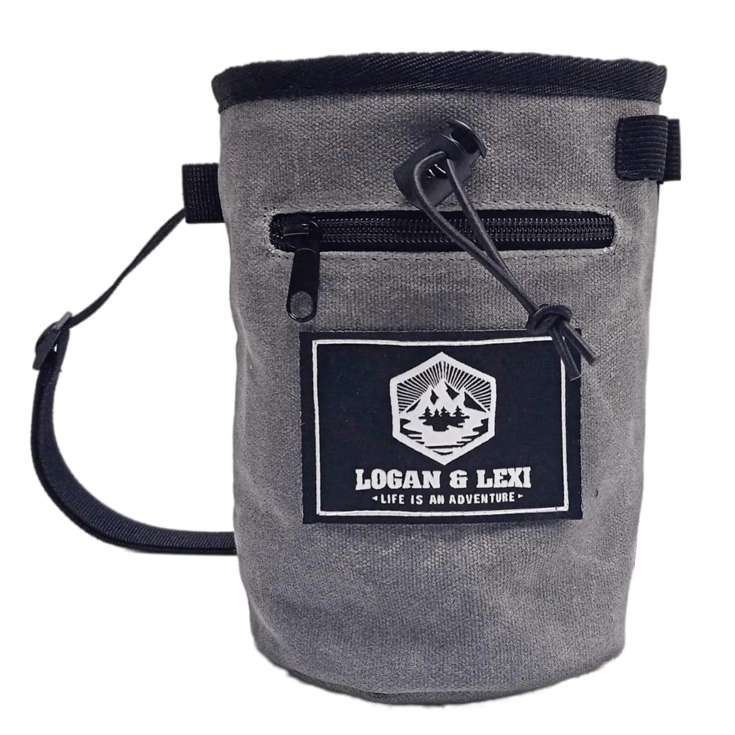 Chalk Bag for Rock Climbing| Waxed Canvas Climbing Chalk Bag w/Drawstring Adjustable Belt 2 Large Zippered Pockets|Water Resistant Rock Climbing Chalk Bag| Climbing Chalk Bags |Chalk Bag Bouldering