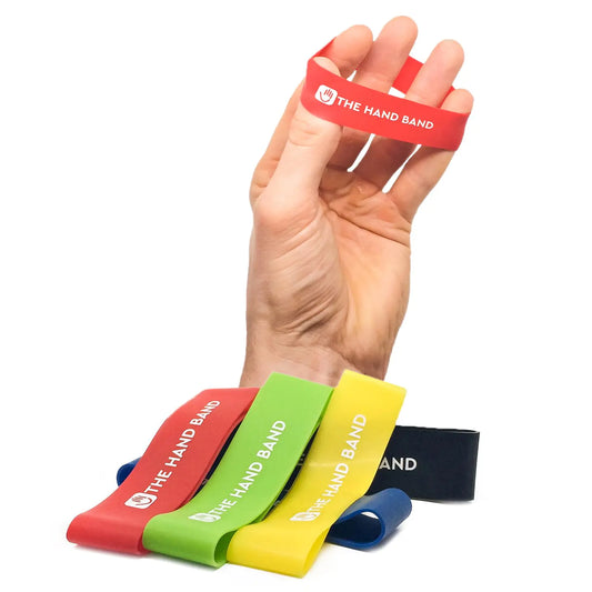 THE HAND BAND – hand exerciser and hand strengthener set - 10 finger resistance bands perfect for extensor training forearm hand and finger strength hand health and injury rehabilitation
